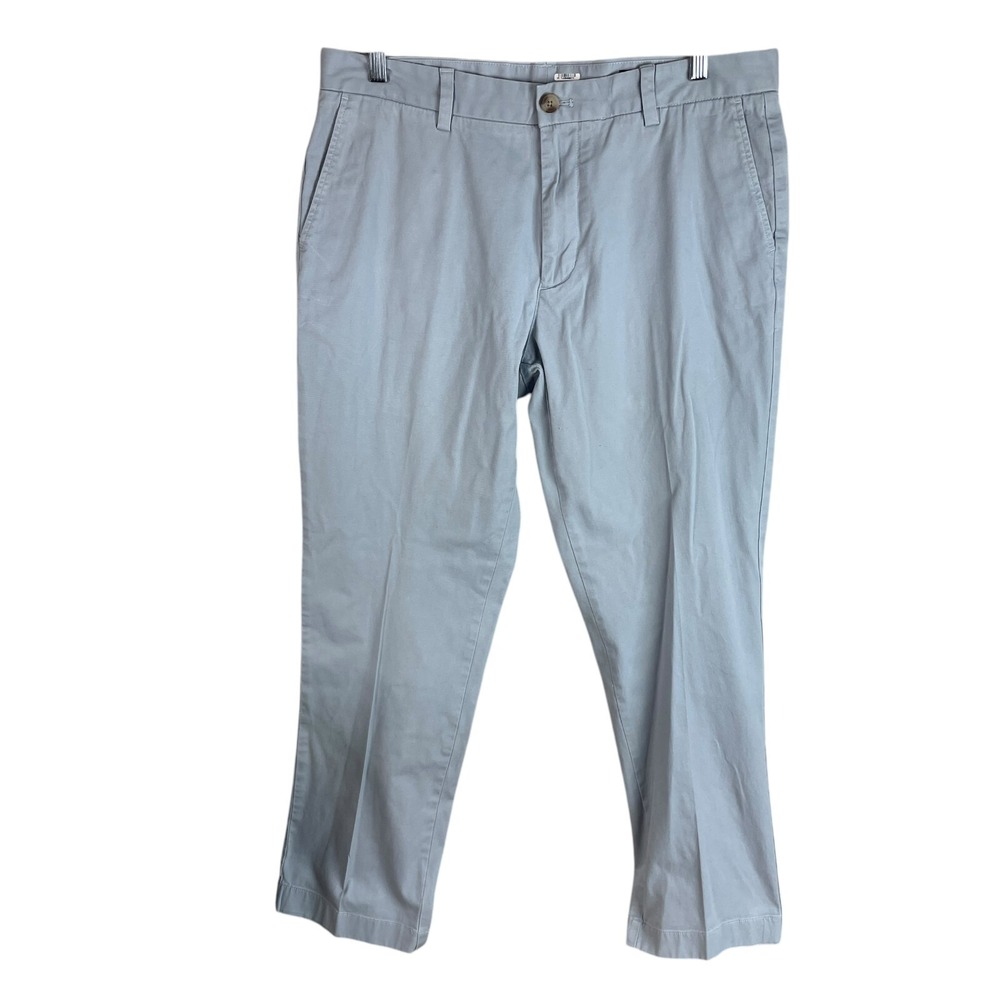 Vineyard Vines Mens Chino Pants 35x30 Gray Flat Front Cotton Blend Stretch *read